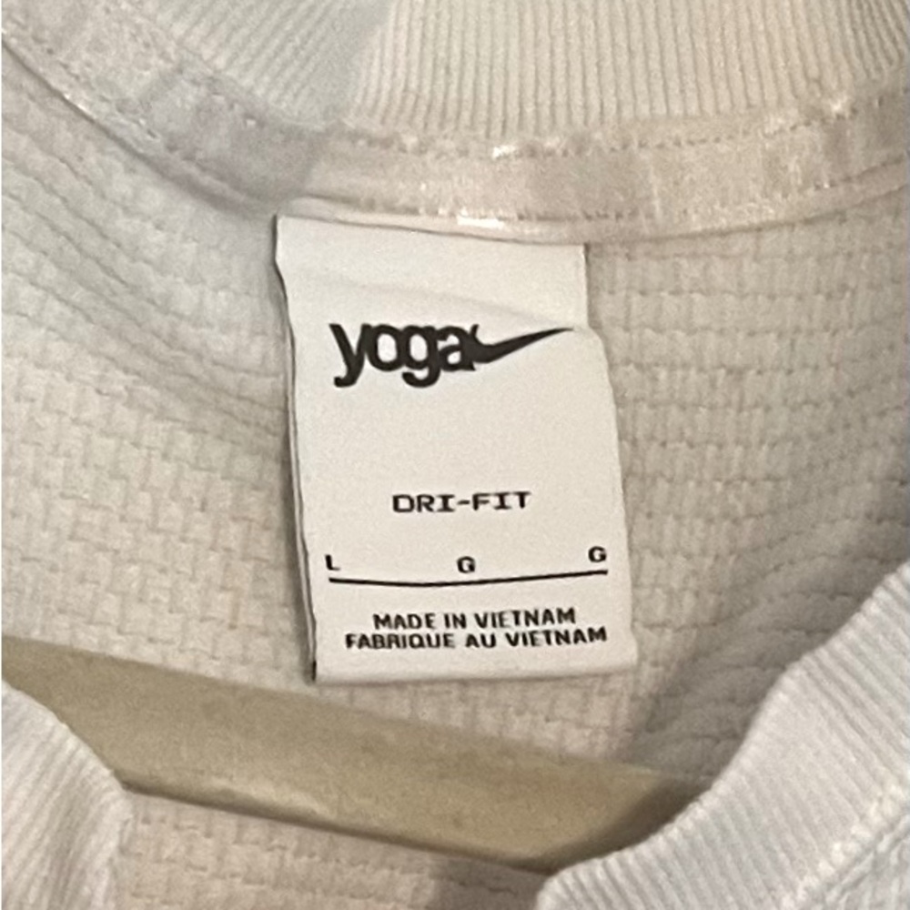 Nike Yoga Dri-Fit ~ long sleeve crop top ~ Waffle Weave ~ White - Picture 4 of 8